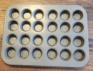 Nonstick Steel Mini Muffin Cupcake Pan , 24 cup, Gray - Picture 1 of 8