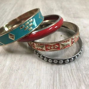 4er Set Metall Boho Hippie Azteken Tribal Emaille Armbänder  - Bild 1 von 4