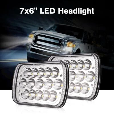 Faros cuadrados H4 sellados 2 piezas para Ford E-150 E-250 E-350 7x6" Foto 1 de 4