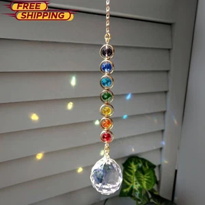 1pc Crystal Suncatcher Rainbow Prism Hanging Ornament Home & Meditation Decor - Picture 1 of 6