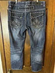 Victorious Vintage Herren Wide-Leg Blue Jeans Stud Design Y2K 40x30 - Bild 1 von 7