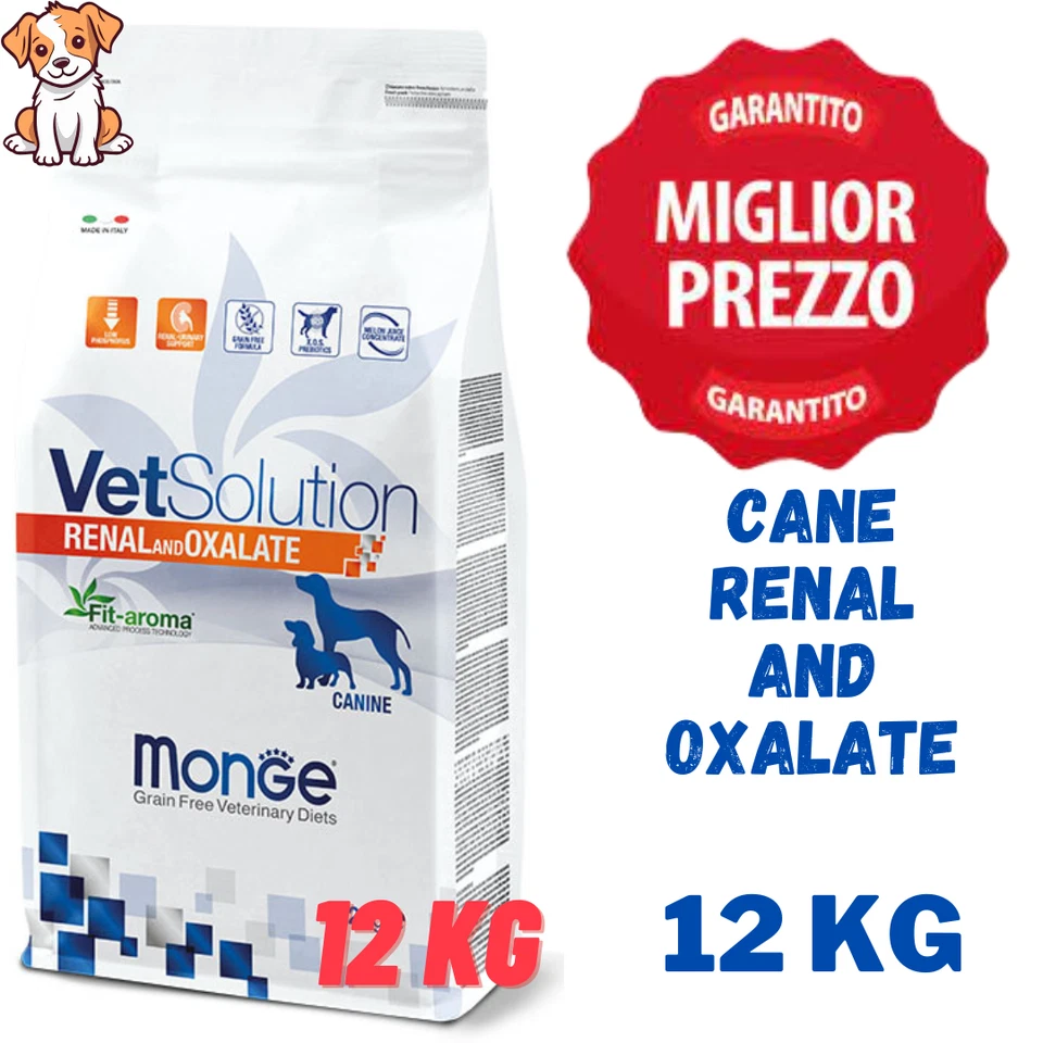 MONGE VETSOLUTION RENAL AND OXALATE Crocchette Cane Sacco da 12kg - 12 kg - Immagine 1 di 1