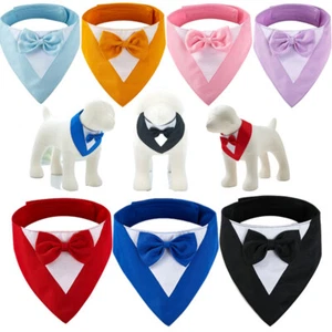 Formal Dog Tuxedo Wedding Dog Bandana Collar Dog Collar With Bow Tie Adjustable" - Picture 1 of 19