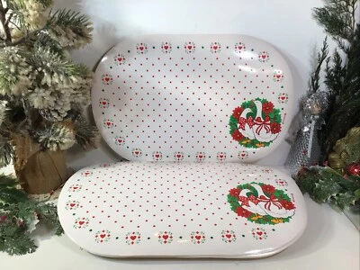 Vintage Franco Vinyl Placements Christmas Geese Set Of 4~ 18 X 12 Oval ~ NICE! - Image 1 of 4