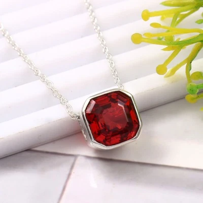 9x9 MM - Burma Rubin Asscher Schnitt Anhänger, 925 Sterling Silber, Julie - Bild 1 von 4