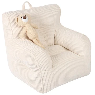 Silla Bean Bag con un oso de felpa, silla cómoda para niños y niñas, beige Foto 1 de 4
