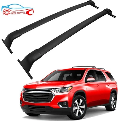 Barras transversales de techo aptas para Chevrolet Chevy Traverse 2018-2021 aluminio negro  Foto 1 de 4