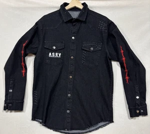 Fitness Wolf Shirt Herren XL schwarz ASRV Technical Sportswear Kragen Denim Grunge - Bild 1 von 9