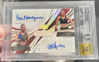 2021 Panini UFC Immaculate Rose Namajunas Zhang Weili Dual Auto /25 BGS 8.5/10 - Image 1 of 4