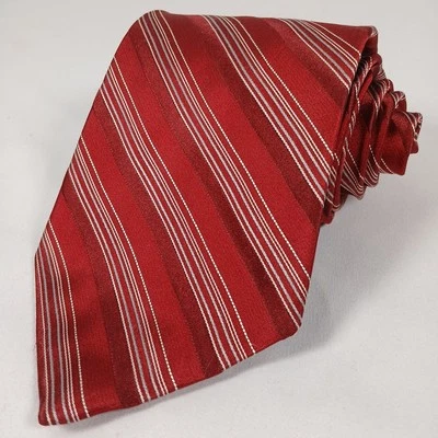 Apt 9 Mens Necktie 100% Silk Red With White Diagonal Stripes Tie 3.75 x 58 - Image 1 of 4