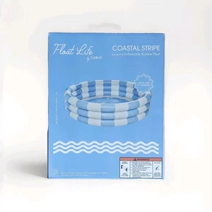 Funboy Float Life Inflatable 3-⭕ Pool, Coastal Stripe, Summer Breeze Blue 65" 🆕 - Picture 1 of 7