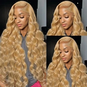 26 Inch Honey Blonde HD Lace Front Wig Human Hair Pre Plucked 200% Density 13... - Picture 1 of 6
