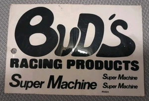 Calcomanía adhesiva vintage RARA Bud's Racing Products grande 6" x 4" Super MACHINE - Imagen 1 de 2