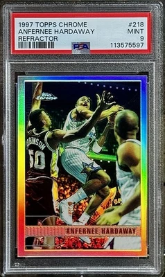 1997 Topps Chrome #218 REFRACTOR Anfernee Hardaway PSA 9 Mint Magic - Image 1 of 4