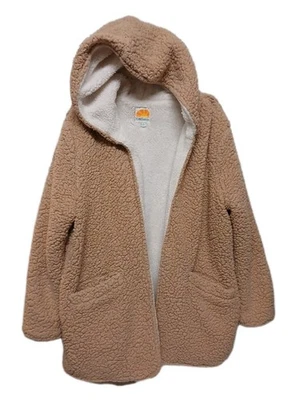 C & C california Faux Sherpa Long Sleeves Open Front Hoodie Mid-Length Jacket Lg - Image 1 of 4