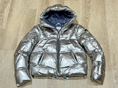 Chaqueta acolchada Jet Set St. Moritz metálica plateada talla 3 hecha en Italia Foto 1 de 4