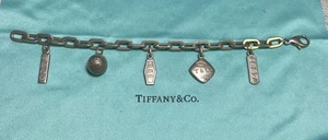 Vintage Tiffany & Co. Bracelet 1837 Elements Charm, Tiffany Charm Bracelet 7” - Picture 1 of 7