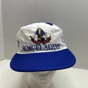 Vintage Samuel Adams Boston Lager White Blue Beer Adjustable Painters Hat Cap - Picture 1 of 5