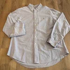 Polo Ralph Lauren Vintage Herren Langarm Chambray Button Hemd Blau XL Fleisch Pony - Bild 1 von 8