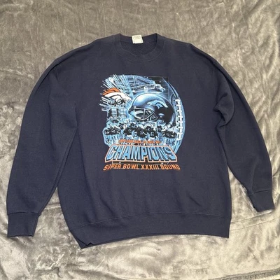 Vintage NFL Denver Broncos Super Bowl Champions Crewneck Sweater Size XL 90s - Image 1 of 4