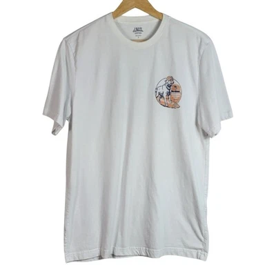 Camiseta IZOD água salgada branca grande desgastada manga curta surfe cachorro dias frios - Imagem 1 de 4