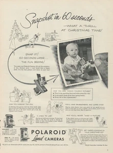 1953 Polaroid Land Cameras Snapshot In 60 Seconds Christmas Time Print Ad - Picture 1 of 1