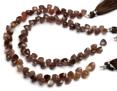 Natural Chocolate Moonstone Beads for Jewelry Making 6mm 3D Trillion Shape 8.5" - Image 1 of 3