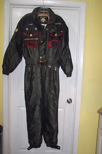 VTG FANCY Descente M One Piece Ski Suit Hood Suisse Ski Iridescent Womens H Kong - Picture 1 of 6