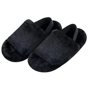 Slipper Slides for Women - Indoor Black Slippers for Women with Back Strap an... - Picture 1 of 5