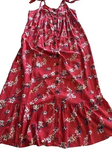 Isabel Umstands-Maxikleid rot Blumen mit verstellbaren Trägern XL - Bild 1 von 7