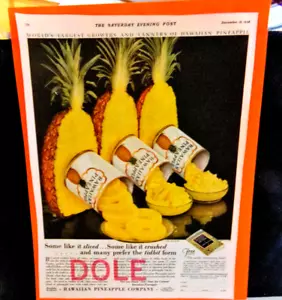 1928 Dole Pineapple Hawaiian ADVERTISEMENT Exc. Cond. 12in. x 18in. Full Color - Picture 1 of 7