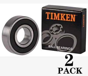 2 PACK TIMKEN 6203-2RS-C3 Double Rubber Seal Ball Bearings 17x40x12mm 6203RS - Picture 1 of 4