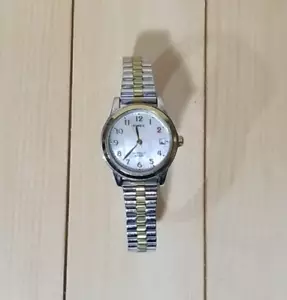 Ladies Timex Indiglo Stretch Band Wristwatch Watch Silver & Gold Tone UNTESTED - Picture 1 of 7