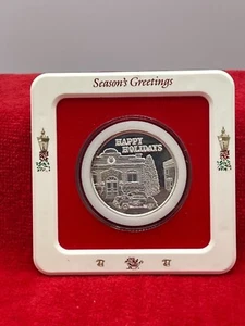 2006 One Troy Ounce Silver Engraved Police Car & Station Happy Holidays Framed - Picture 1 of 2
