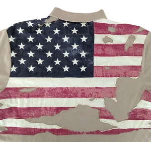 Denim & Supply Ralph Lauren flag polo XL beige distressed pique knit eagle - Picture 1 of 10