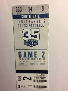 Boleto de los Indianapolis Colts vs San Francisco 25 de agosto de 2018 - Imagen 1 de 1