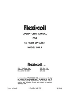 NEW HOLLAND 65 FIELD SPRAYER (65.A) OPERATOR`S MANUAL - Foto 1 di 1