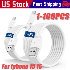 IPhone 16 15 Pro Max Plus USB-A Cable Fast Charger Type C Charging Data lot Cord - Picture 1 of 11