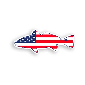 Redfish Red Fish Sticker USA American Flag Cup Car Vehicle Window Bumper Decal - Picture 1 of 2