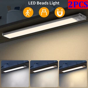 2X Motion Sensor Under Cabinet Closet Light USB Rechargeable Kitchen Lamp Strip - Picture 1 of 13