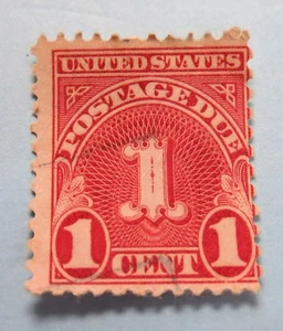 SCOTTS# J80 1 CENT POSTAGE DUE STAMP, VERMILION, 1894. HIGH CAT VALUE used - Picture 1 of 3