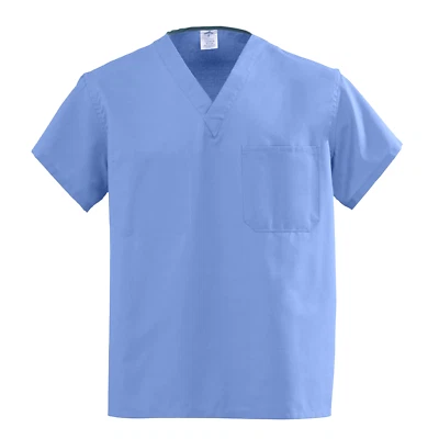 4XL Scrub Tops Medline 610 AngelStat Ceil Blue Unisex Angelica Coding 4x Shirt - Image 1 of 3