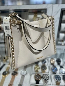 Michael Kors Ladies Mina Large Bag Tote Shoulder Bag Handbag Purse (Light Cream) - Picture 1 of 14