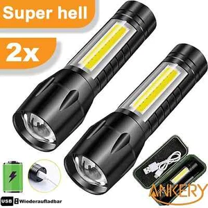 2x Super Hell Taschenlampe Fackel - LED Taktisches Fackel - Zoom Wasserfest AKKU - Bild 1 von 13