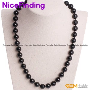 Collana Perline Tormalina Nera Naturale 6,8,10,12 mm Gioielli Uomo Donna Regalo - Foto 1 di 20