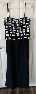 Daymor Couture Sz 14 Black & White Formal Dress Rhinestone Beaded - Picture 1 of 5