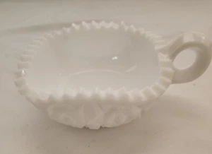 White Milk Glass Square Nappy Candy Trinket Dish Handle,Vintage Fostoria Winburn - Picture 1 of 6