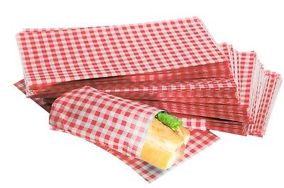 Grease Proof Paper Sheets RED GINGHAM Design Duplex Food Burger Wraps 250x375mm • 1.99£