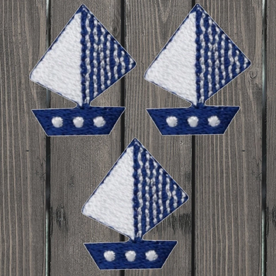 Mini Sailboat Embroidered Patch — 3-Pack — Iron On - Image 1 of 1