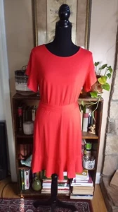 Ann Taylor Loft Petite’s Women's 10P Short Sleeve Dress, Tie Belt, Coral Pink - Picture 1 of 14